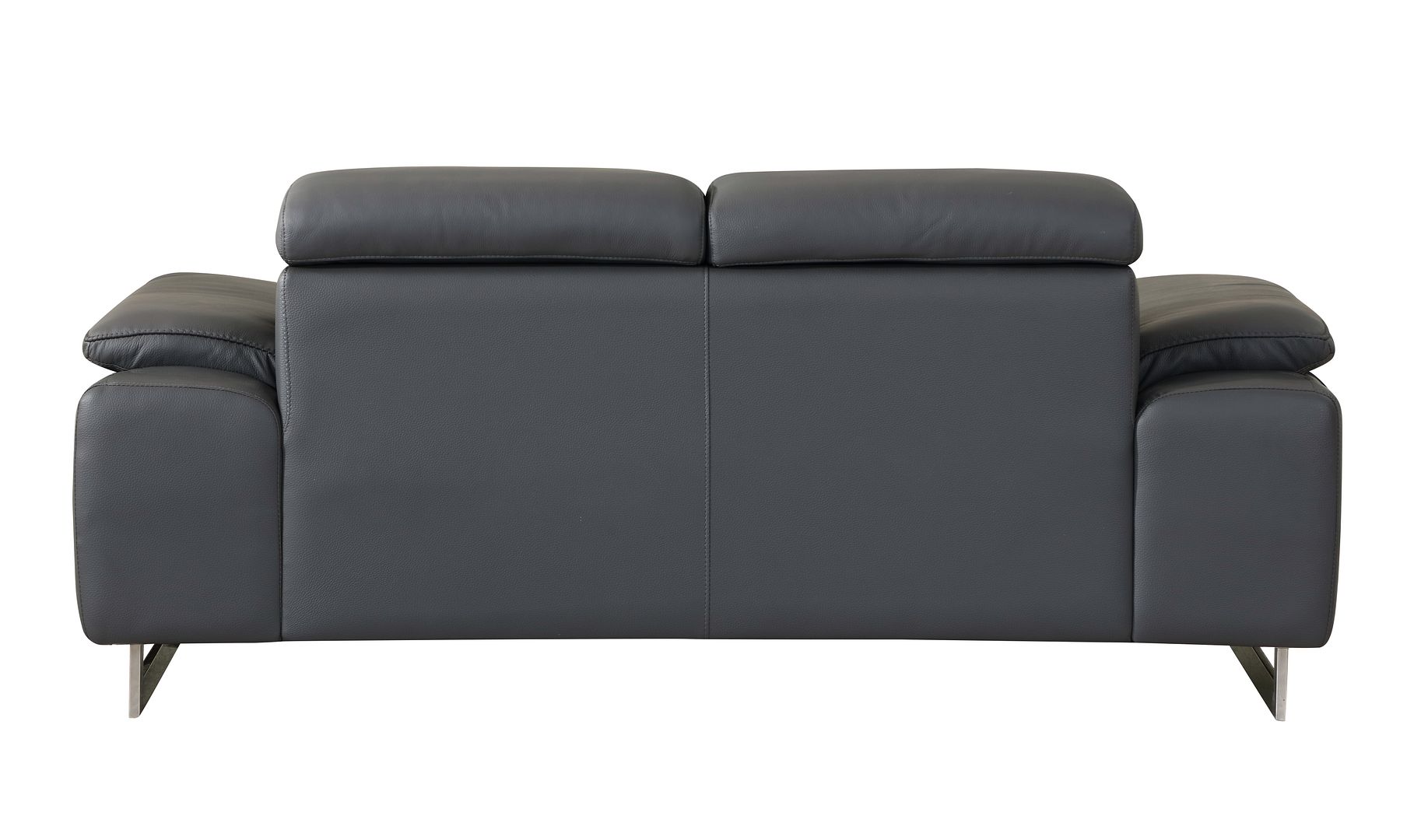 636 Divanitalia Dark Gray Loveseat with Adjustable Headrest in Top-grain Italian Leather