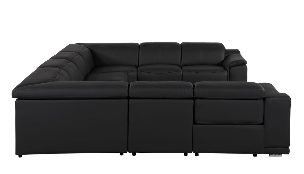 9762 Divanitalia 8-Piece U-Shaped Top Grain Italian Leather Sectional Sofa with 4 Power Recliners