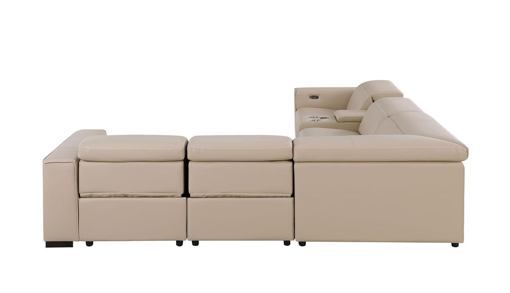 1208 6-Piece L-Shaped Leather Reclining Sectional Sofa with 3 Power Recliners