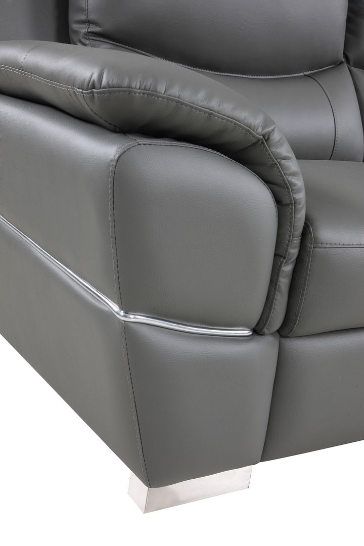 4572 Modern Genuine Leather 3-Piece Sofa Set - Dark Grey - SKU 4572 GRAY 3PC (S/L/C) - GROUP - view 12