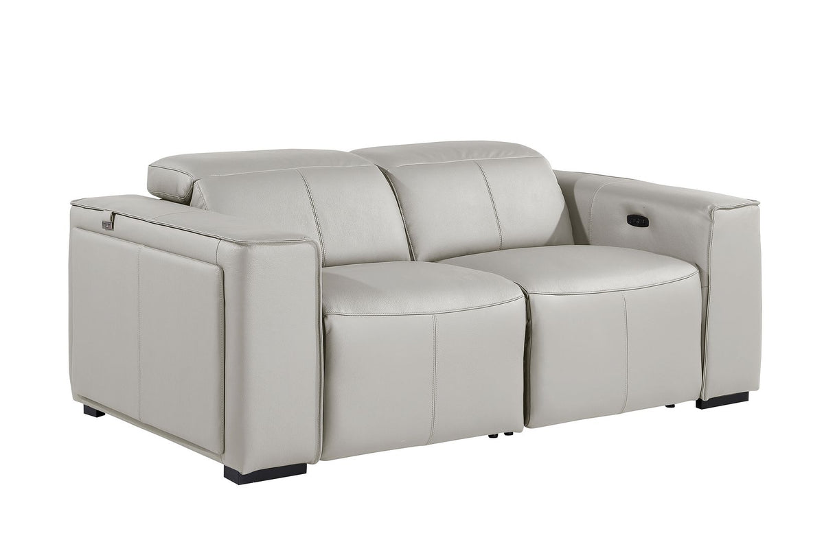 1224 Divanitalia 2-Piece Modular Power Reclining Loveseat in Top Grain Italian Leather with 2 Power Recliners & Power Headrests - Light Grey - SKU 1224-LT-GREY-2.2-HT - view 4