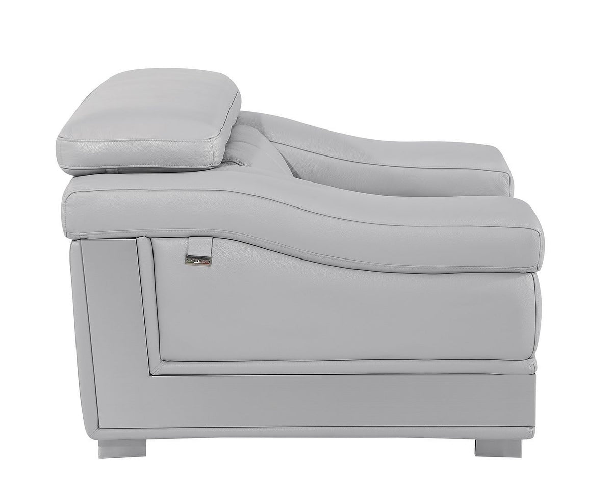 415 Divanitalia Chair with Adjustable Headrest in Top-grain Italian Leather - Light Grey - SKU 415-CH-LIGHT GRAY - view 5