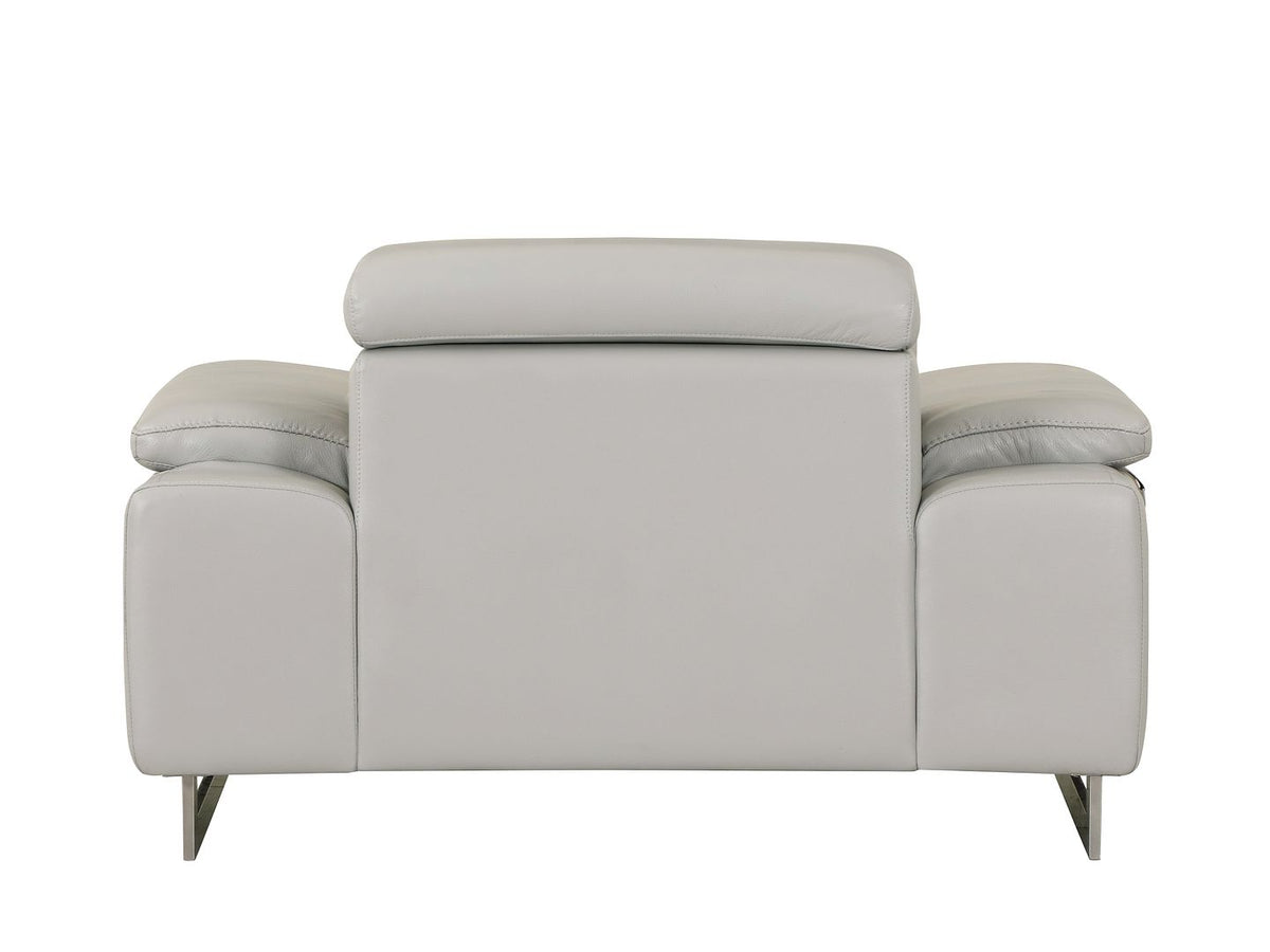 636 Divanitalia Chair with Adjustable Headrest in Top-grain Italian Leather - Light Grey - SKU 636-CH-LIGHT GRAY - view 3