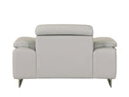 636 Divanitalia Light Gray Chair with Adjustable Headrest in Top-grain Italian Leather