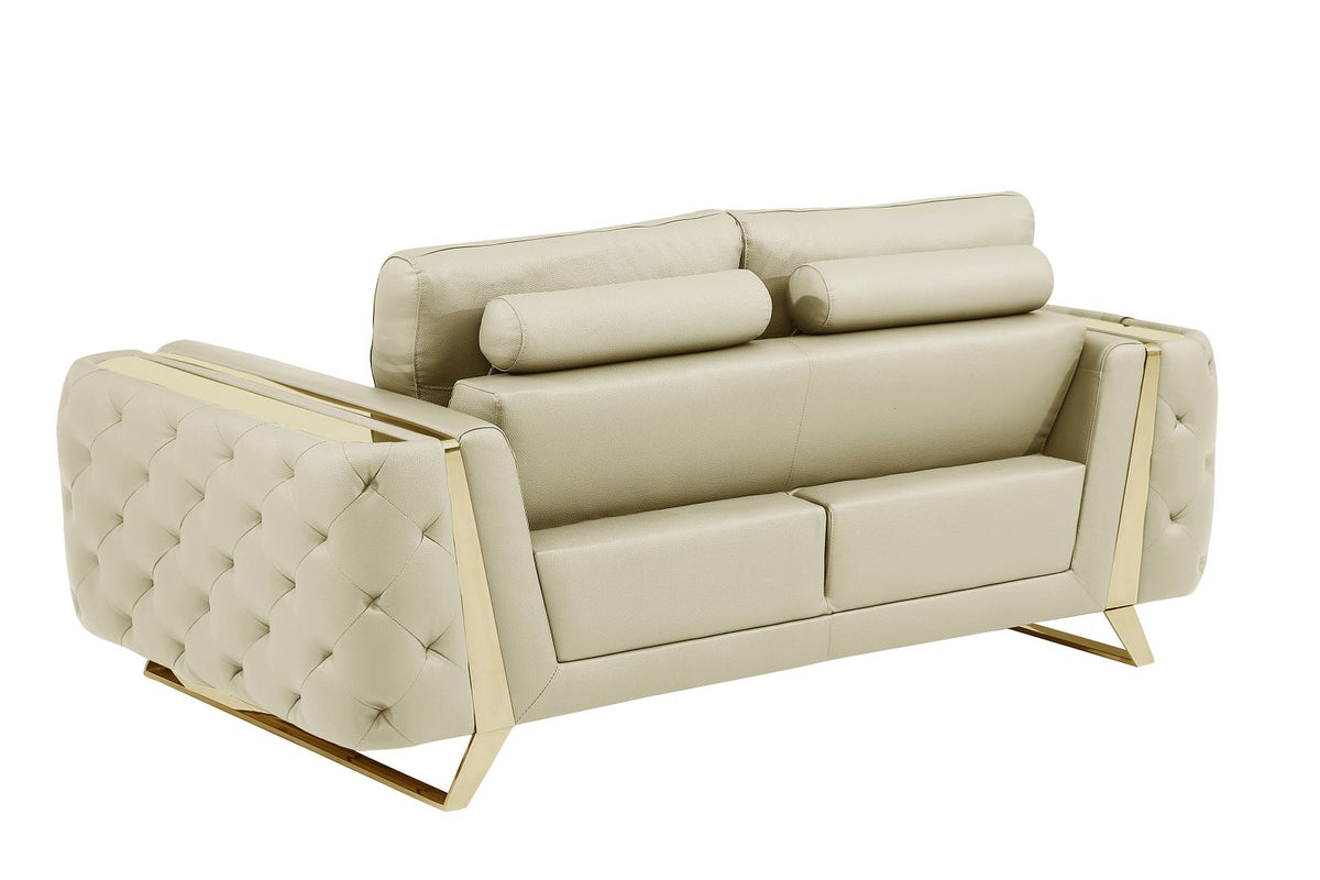 1050 Divanitalia 2-Piece Sofa Set in Top-grain Italian Leather - Beige - SKU 1050-BEIGE-3PC - view 9