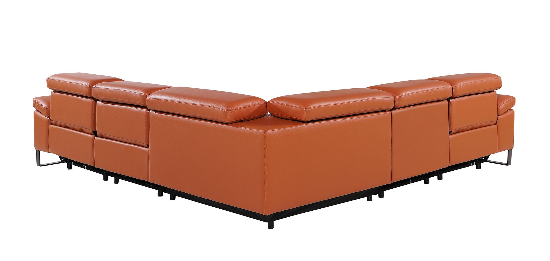 1246 Divanitalia 5-Piece L-Shaped Modular Power Reclining Sectional Sofa with Power Headrests - Top Grain Italian Leather