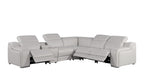1116 Divanitalia 6-Piece L-Shaped Sectional Sofa in Top Grain Italian Leather with 3 Power Recliners & Power Headrests - Light Grey - SKU 1116-LT-GREY-6PC-3PWR-SECTIONAL- GROUP - view 3