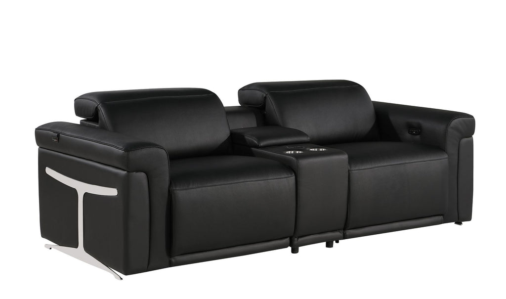 1126 Divanitalia 3-Piece Modular Power Reclining Loveseat in Top Grain Italian Leather with 2 Power Recliners & Power Headrests
