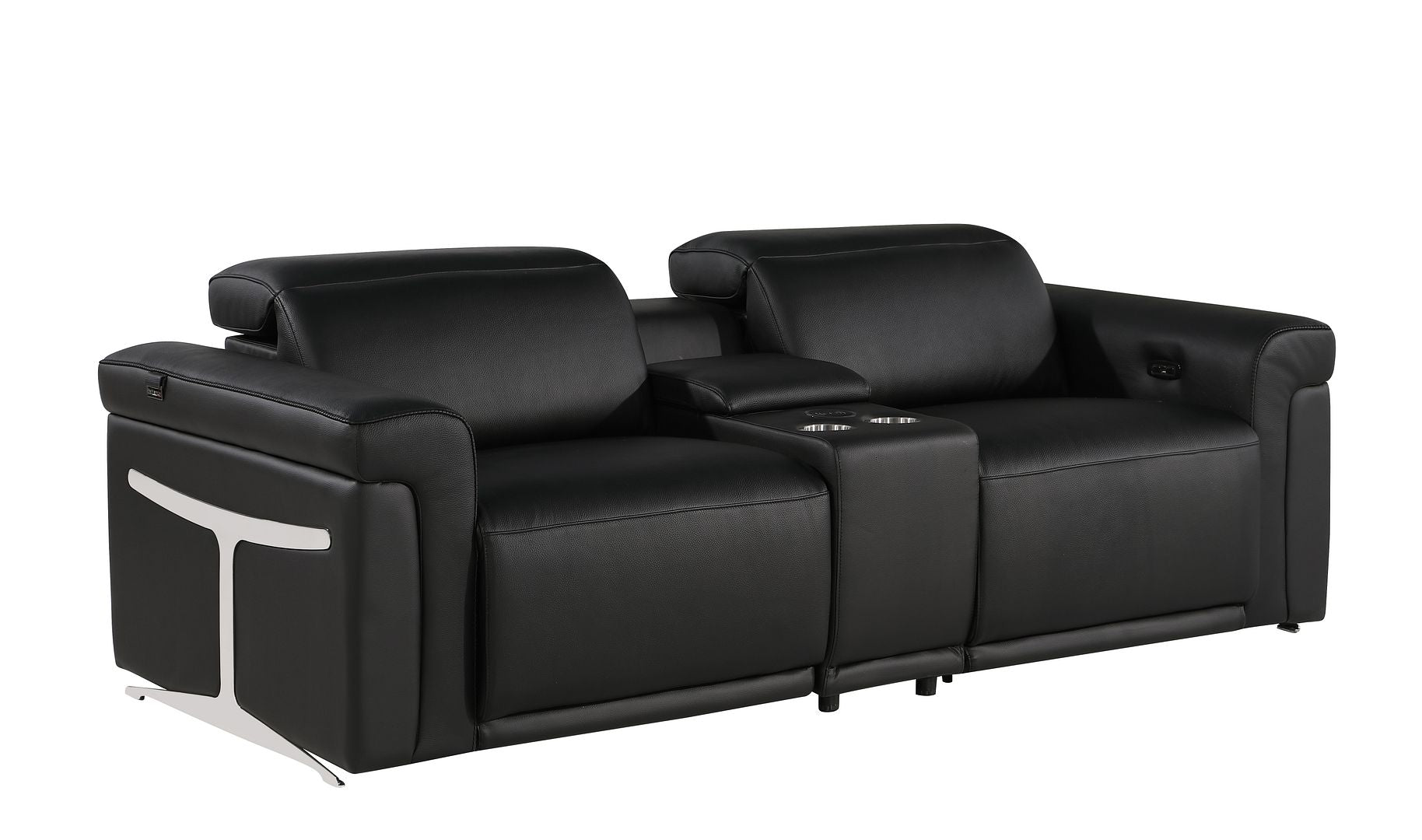 1126 Divanitalia 3-Piece Modular Power Reclining Loveseat in Top Grain Italian Leather with 2 Power Recliners & Power Headrests