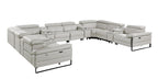 1246 Divanitalia 12-Piece U-Shaped Modular Power Reclining Sectional Sofa with 4 Power Recliners and Power Headrests - Top Grain Italian Leather - Light Grey - SKU 1246-LT-GREY-12PC-4PWR-U-SECTIONAL - view 2