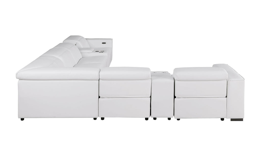 1208 8 Piece L-Shaped Leather Sectional Sofa with 4 Power Recliners & Power Headrests