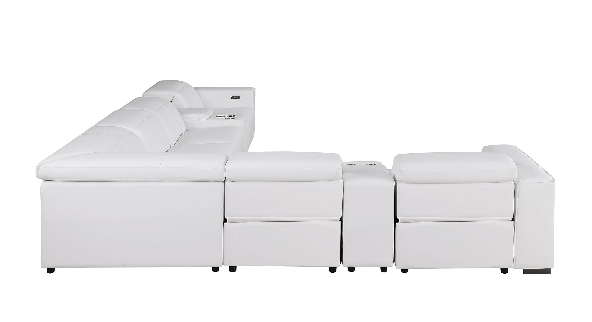 1208 8 Piece L-Shaped Leather Sectional Sofa with 4 Power Recliners & Power Headrests