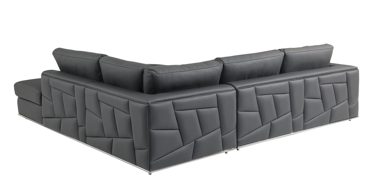 998 Divanitalia Cream Right Arm Facing Sectional Sofa in Top-grain Italian Leather - Dark Grey - SKU 998-Sectional-RAF-CHAISE-DARK GREY - view 8