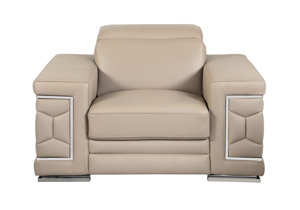 692 Divanitalia 3-Piece Sofa Set with Adjustable Headrest in Top-grain Italian Leather - Beige - SKU 692- BEIGE 3PC (S/L/CH) - GROUP - view 7