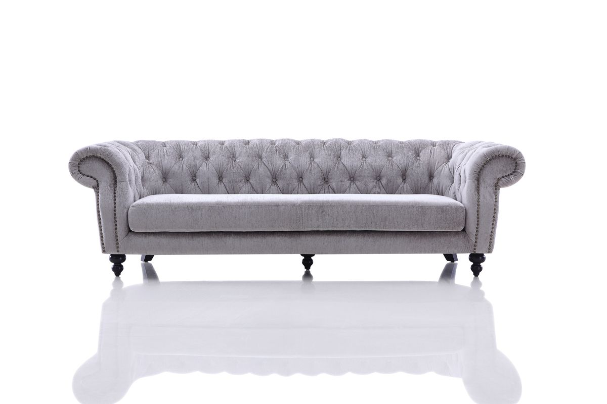 Divani Casa Alexandrina Grey Tufted Velvet Sofa