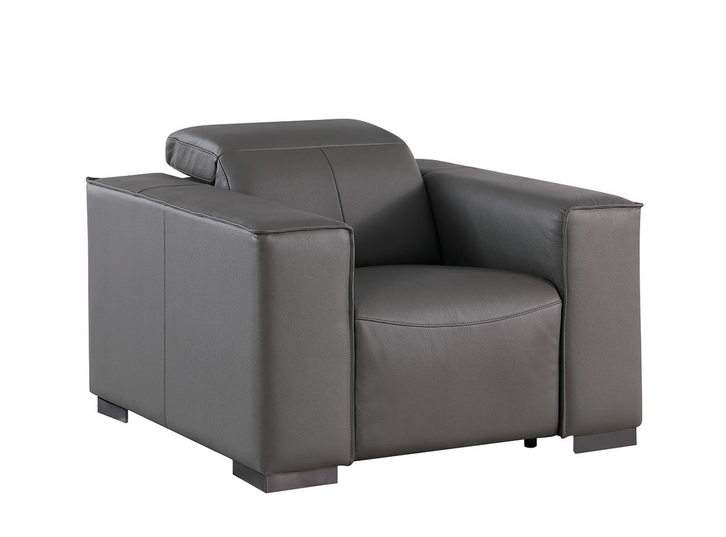1208 Modular Leather Set with 6 Power Recliners & Power Headrests - Dark Grey - SKU 1208-DK-GREY-7.6-HT-3PC - view 9