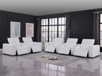 1208 Modular Leather Sofa & Loveseat with 6 Recliners and Power Headrests - White - SKU 1208-WHITE-8.5-HT - view 2