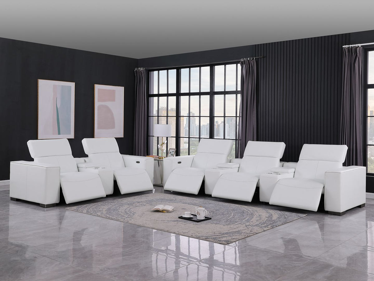 1208 Modular Leather Sofa & Loveseat with 6 Recliners and Power Headrests - White - SKU 1208-WHITE-8.5-HT - view 2