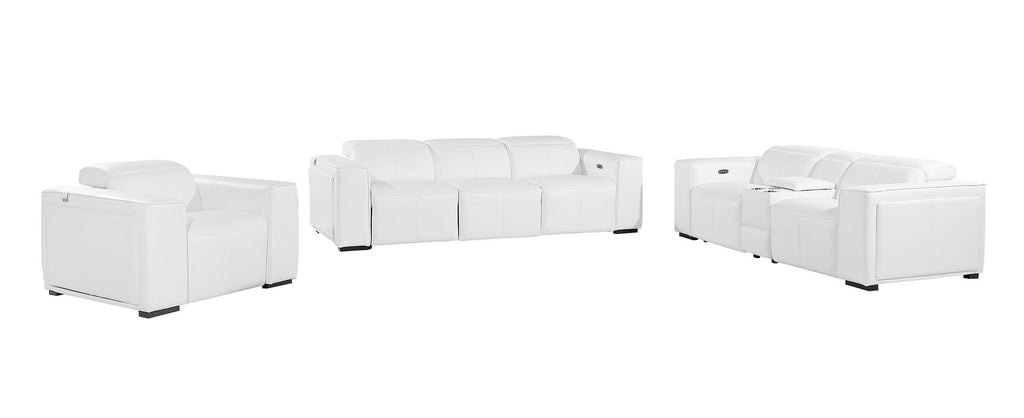 1224 Divanitalia 7-Piece Modular Power Reclining Sofa, Loveseat & Chair Set in Top Grain Italian Leather with 6 Power Recliners & Power Headrests - White - SKU 1224-WHITE-7.6-HT-3PC - view 3