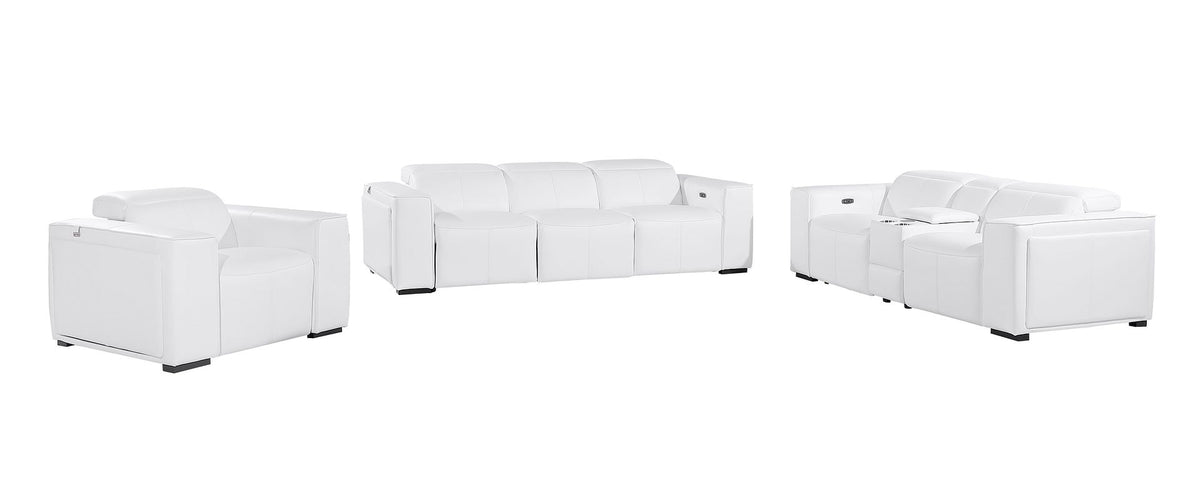 1224 Divanitalia 7-Piece Modular Power Reclining Sofa, Loveseat & Chair Set in Top Grain Italian Leather with 6 Power Recliners & Power Headrests - White - SKU 1224-WHITE-7.6-HT-3PC - view 3