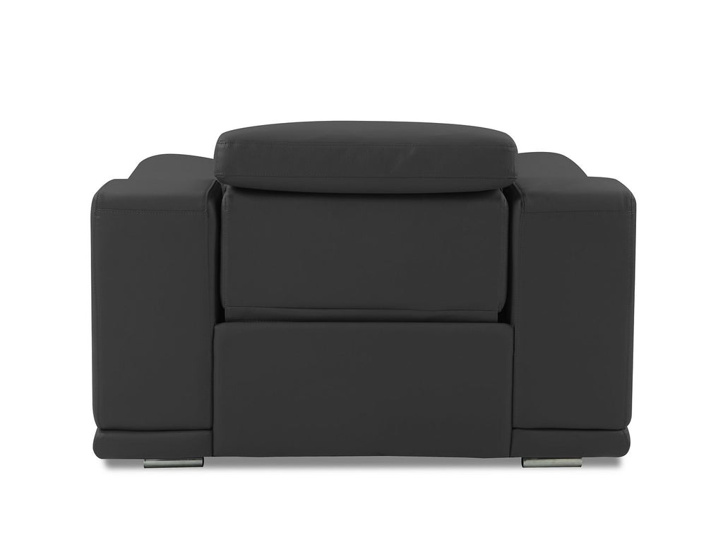 9762 Divanitalia Top Grain Italian Leather Power Reclining Chair with Adjustable Headrests - Dark Grey - SKU 9762-PWR-CH-DARK GRAY - view 4