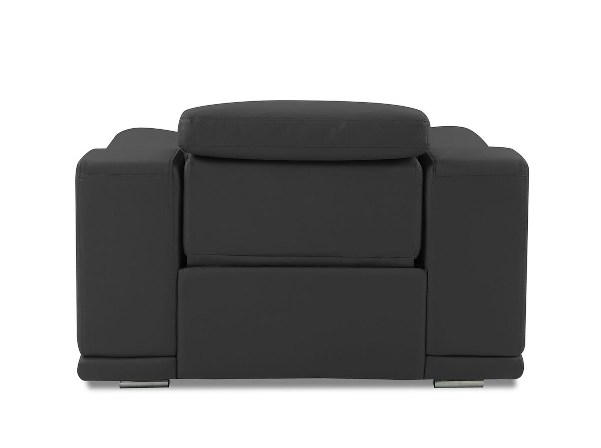 9762 Divanitalia Top Grain Italian Leather Power Reclining Chair with Adjustable Headrests - Dark Grey - SKU 9762-PWR-CH-DARK GRAY - view 4