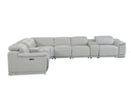 9762 Divanitalia 8-Piece L-Shaped Top Grain Italian Leather Sectional Sofa with 3 Power Recliners