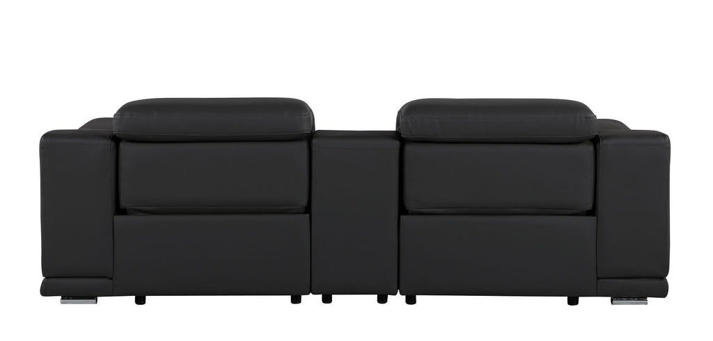 9762 Divanitalia 3-Piece Modular Power Reclining Console Loveseat with 2 Power Recliners in Top Grain Italian Leather