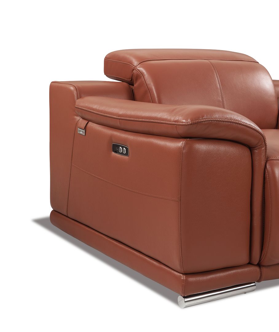 9762 Divanitalia Top Grain Italian Leather Power Reclining Loveseat with Adjustable Headrests