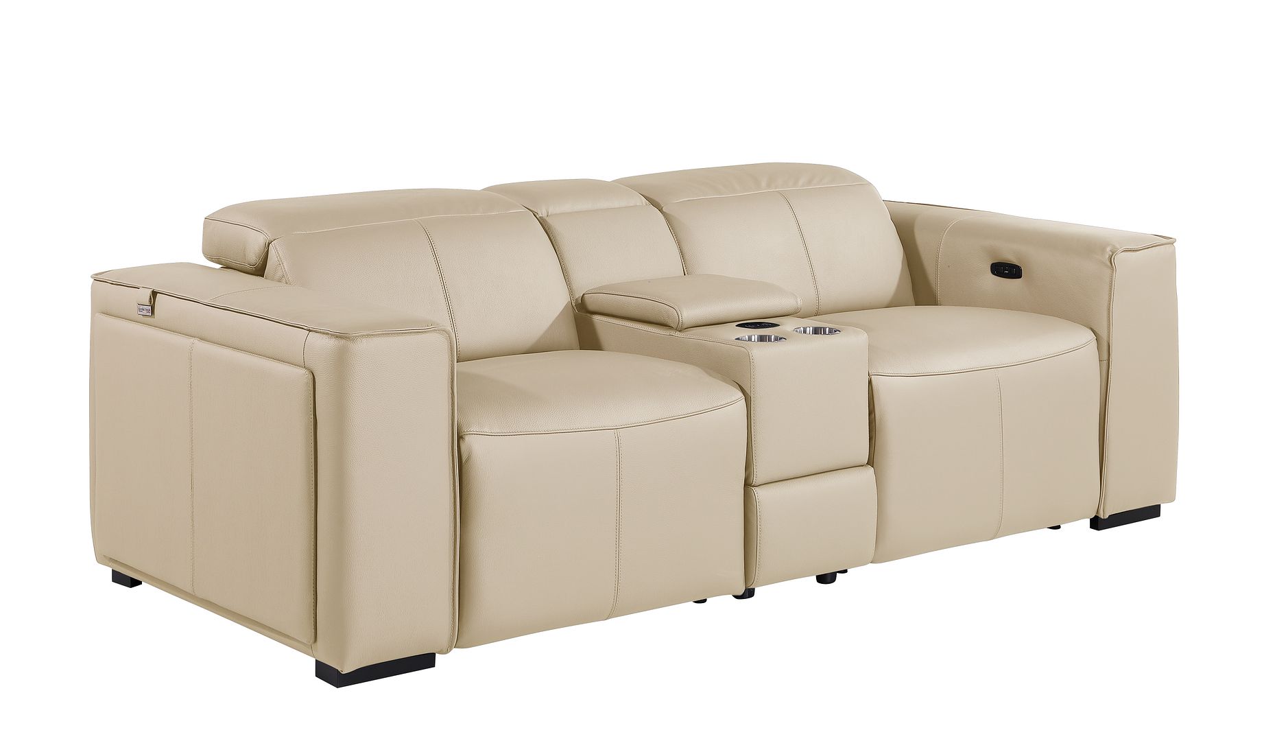 1224 Divanitalia 3-Piece Modular Power Reclining Loveseat in Top Grain Italian Leather with 2 Power Recliners & Power Headrests