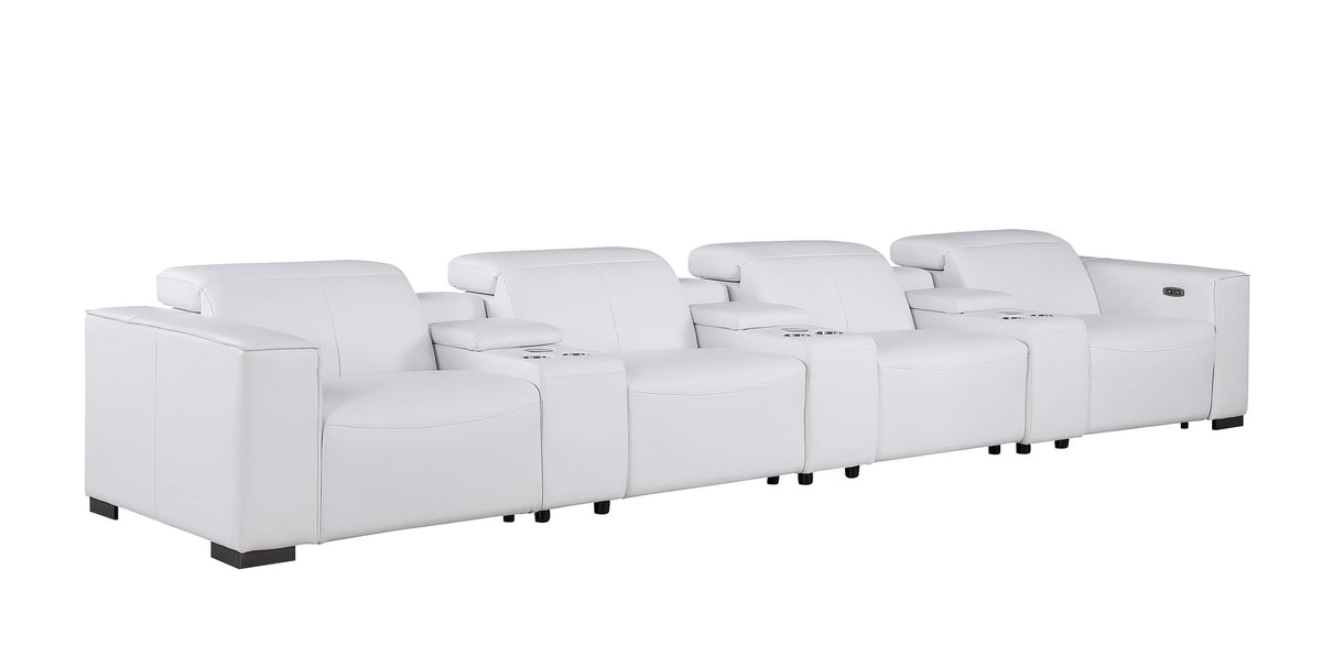 1208 7 Piece Leather Sofa with 4 Power Recliners and Power Headrests - White - SKU 1208-WHITE-S-7.4-HT - view 4