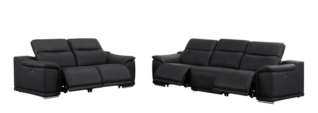 2679 Genuine Leather Reclining Set - Sofa and Loveseat with 4 Power Recliners - Black - SKU 2679-BLACK-5.4-HT-2PC - view 3
