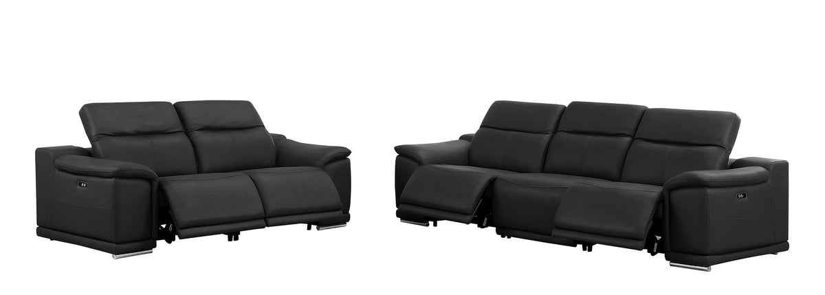 2679 Genuine Leather Reclining Set - Sofa and Loveseat with 4 Power Recliners - Black - SKU 2679-BLACK-5.4-HT-2PC - view 3