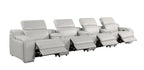 1116 Divanitalia 7-Piece Modular Power Reclining Sofa in Top Grain Italian Leather with 4 Power Recliners & Power Headrests - Light Grey - SKU 1116-LT-GREY-S-7.4-HT - view 4