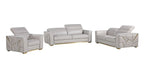 1120 Divanitalia 3-Piece Sofa Set with Adjustable Headrest in Top-grain Italian Leather - Light Grey - SKU 1120-LT-GREY-3PC - view 2
