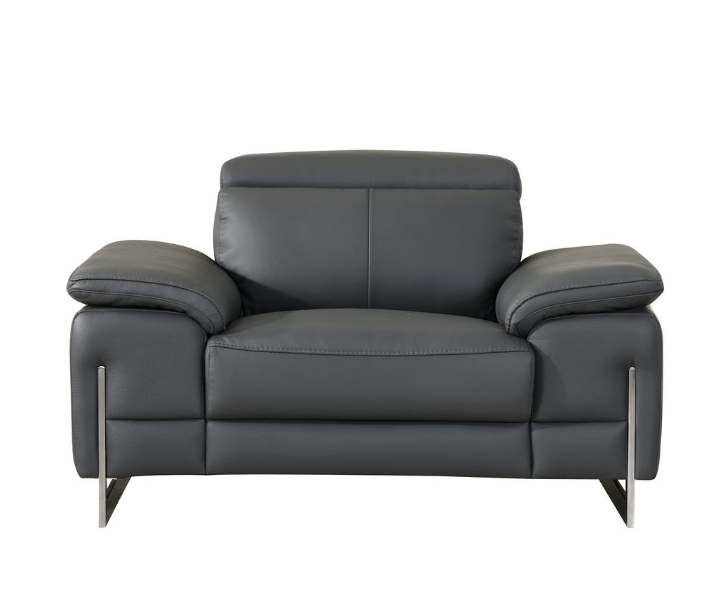 636 Divanitalia 3-Piece Sofa Set with Adjustable Headrest in Top-grain Italian Leather - Dark Grey - SKU 636- DARK GRAY 3PC (S/L/CH) - GROUP - view 7
