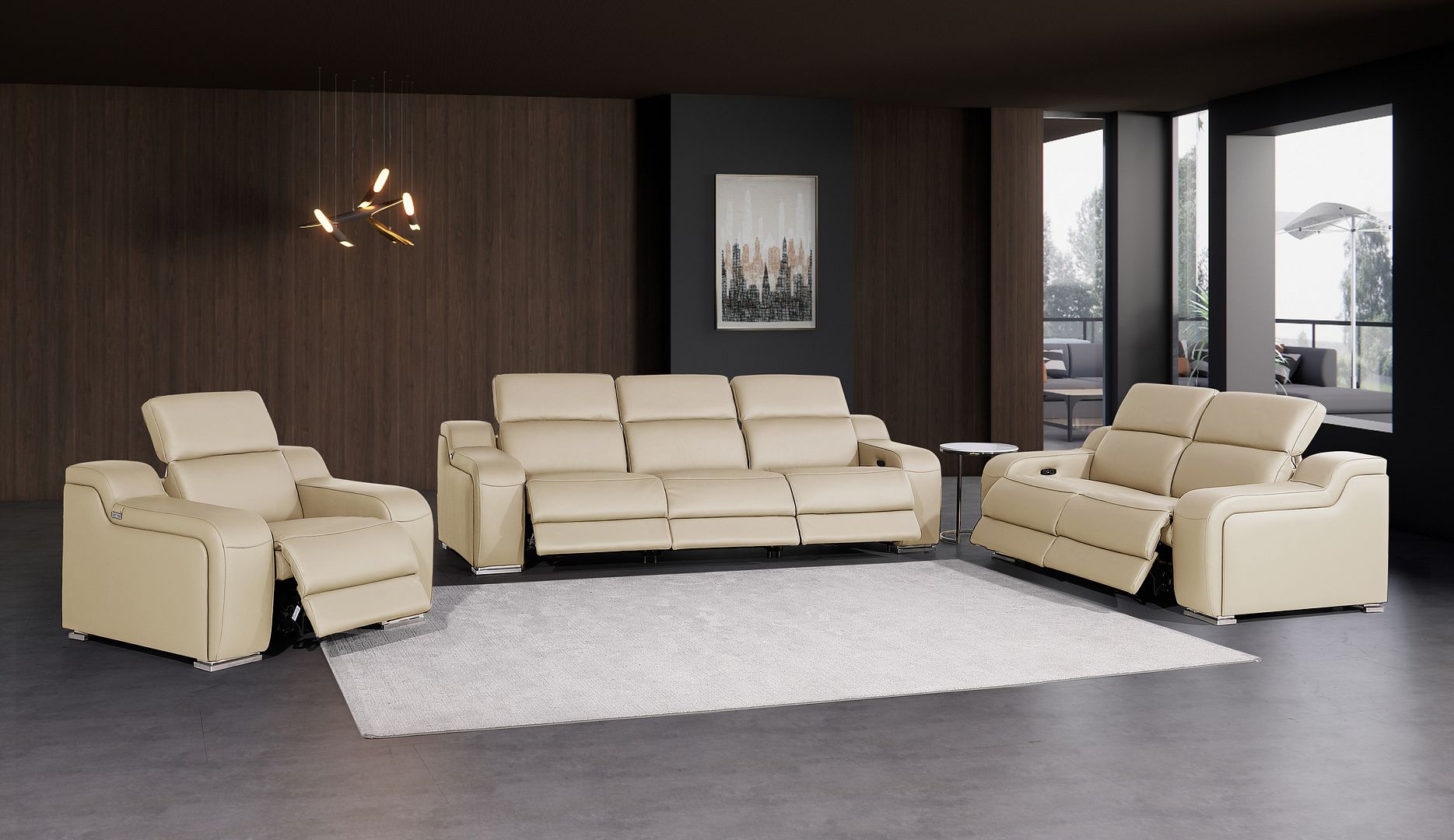 1116 Divanitalia 6-Piece Modular Power Reclining Sofa, Loveseat & Chair Set in Top Grain Italian Leather with 6 Power Recliners & Power Headrests