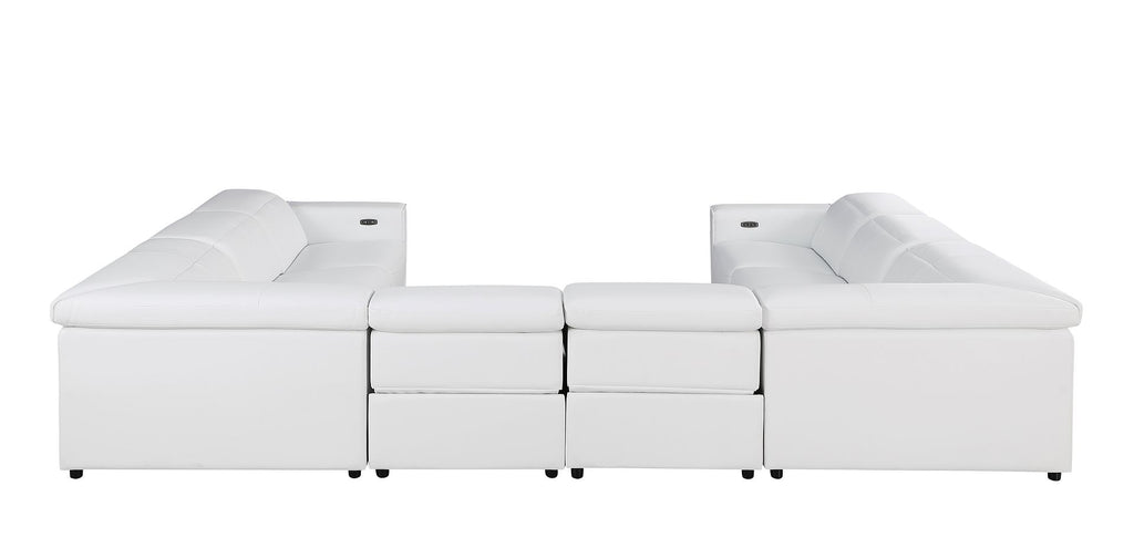1208 8 Piece U-Shaped Leather Sectional Sofa with 4 Power Recliners & Power Headrests