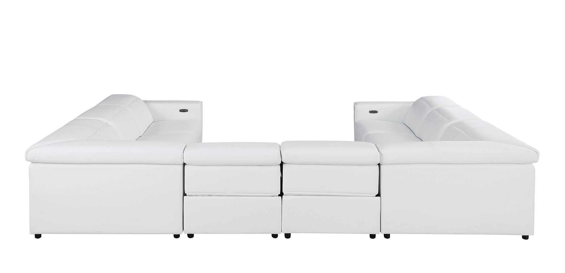 1208 8 Piece U-Shaped Leather Sectional Sofa with 4 Power Recliners & Power Headrests