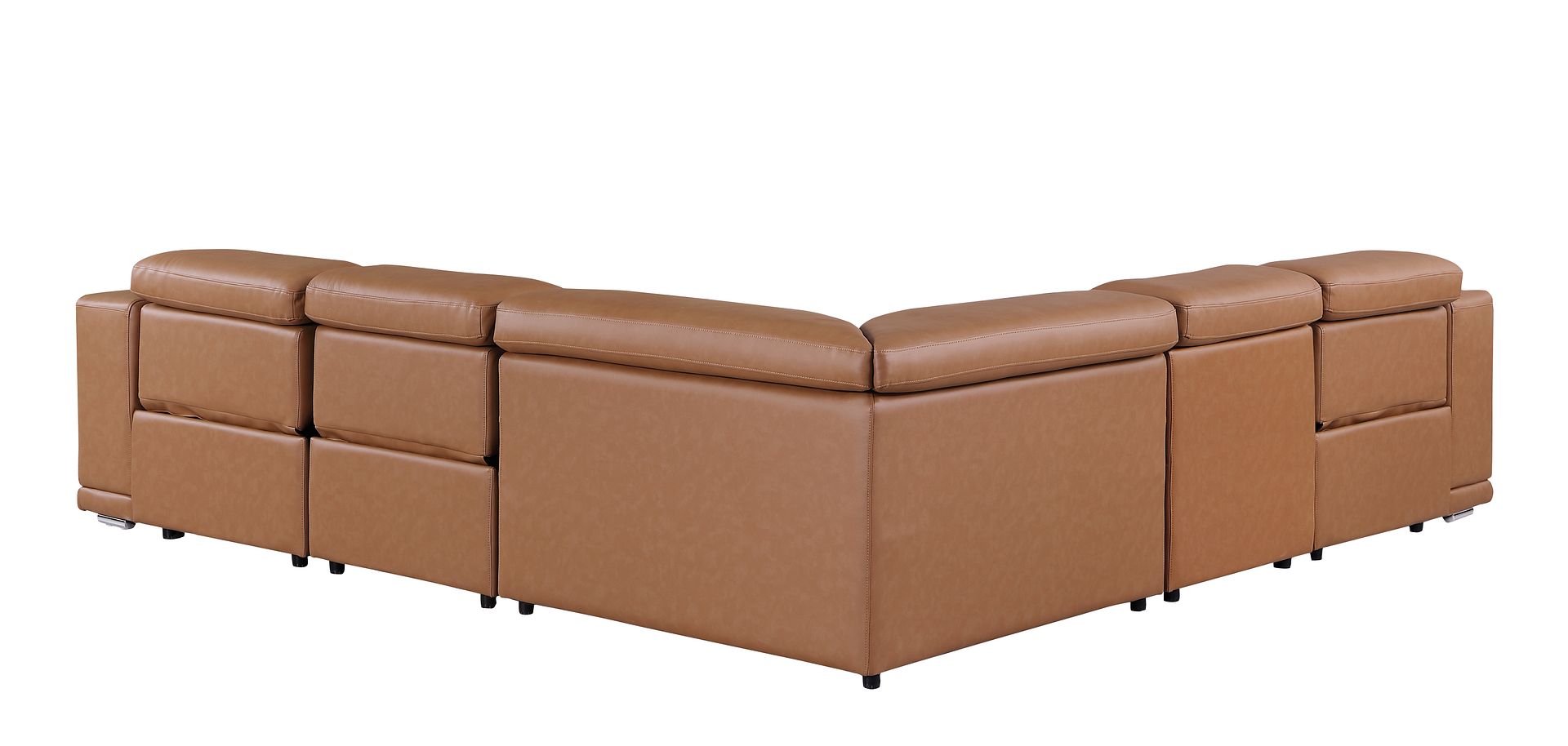 9762 Divanitalia 5-Piece L-Shaped Top Grain Italian Leather Sectional Sofa with 3 Power Recliners