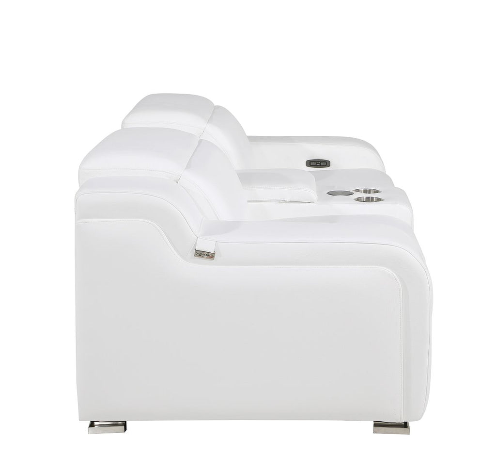 1116 Divanitalia 3-Piece Modular Power Reclining Console Loveseat in Top Grain Italian Leather with 2 Power Recliners & Power Headrests