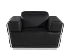 1111 Divanitalia 3-Piece Sofa Set with Adjustable Headrest in Top-grain Italian Leather - Black - SKU 1111-BLACK-3PC - view 9