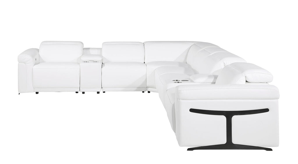 1126 Divanitalia 8-Piece L-Shaped Sectional Sofa in Top Grain Italian Leather with 4 Power Recliners & Power Headrests