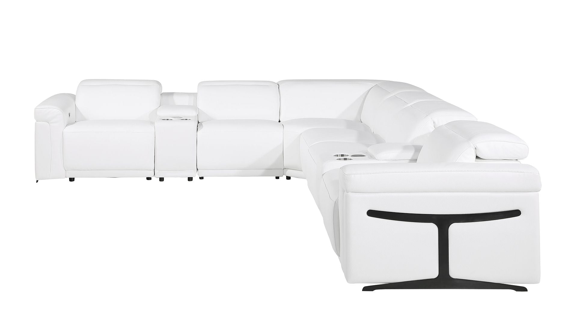 1126 Divanitalia 8-Piece L-Shaped Sectional Sofa in Top Grain Italian Leather with 4 Power Recliners & Power Headrests