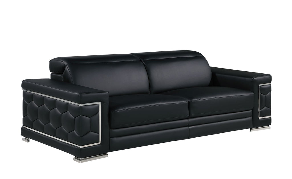 296 Modern Genuine Leather 2-Piece Sofa Set - Black - SKU 296-BLACK-2PC - view 4