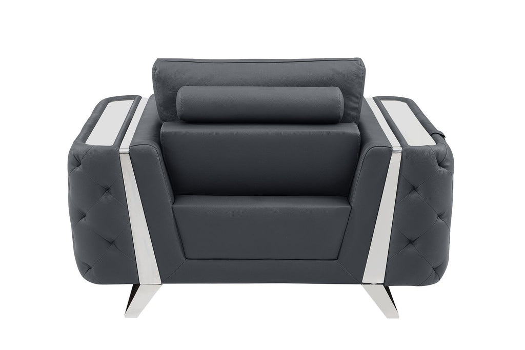 1050 Divanitalia 2-Piece Sofa Set in Top-grain Italian Leather - Dark Grey - SKU 1050-DK-GRAY-3PC - view 14