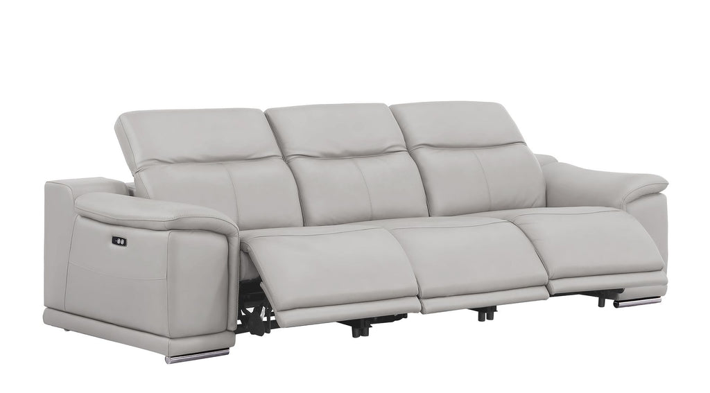 2679 Power Reclining Sofa, Loveseat & Chair Set in Genuine Leather - 6 Recliners - Light Grey - SKU 2679-LT-GRAY-6.6-HT-3PC - view 3