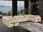 1126 Divanitalia 8-Piece U-Shaped Sectional Sofa in Top Grain Italian Leather with 4 Power Recliners & Power Headrests - Beige