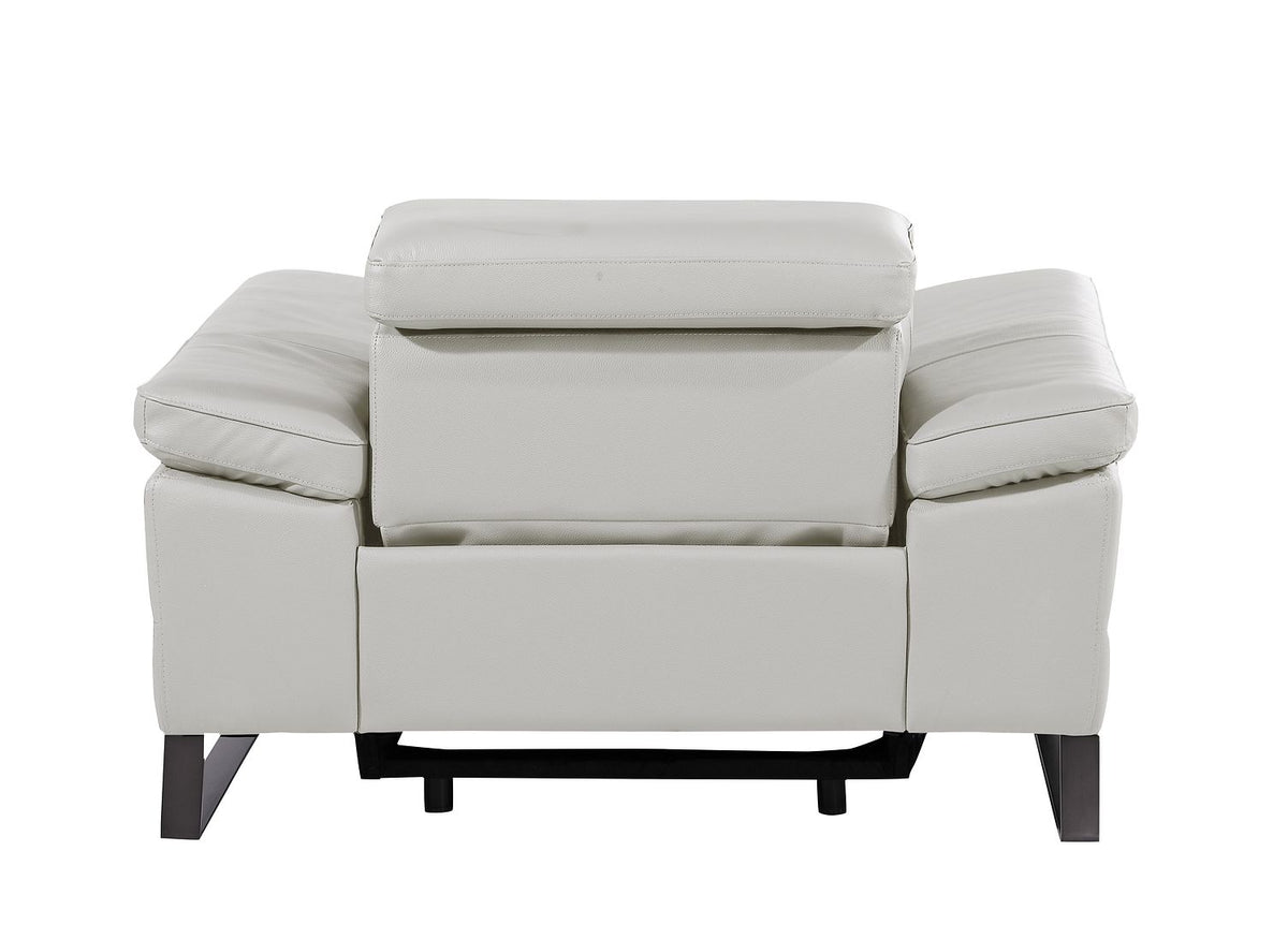 1246 Divanitalia Power Reclining Arm Chairwith Power Headrests - Top Grain Italian Leather - Light Grey - SKU 1246-LT-GREY-CH - view 5