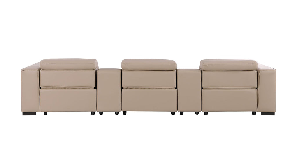 1208 Leather Sofa with 3 Power Recliners and Two Storage Consoles